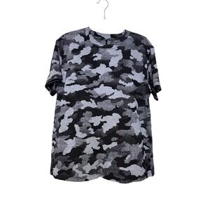 Lululemon All Yours Short Sleeve Training Tee Black Grey Camo Crew Neck Women 10